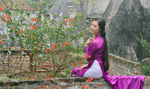 Women, Asian, Ao Dai, Girl, Model, Spring, Vietnamese, HD wallpaper HD wallpaper