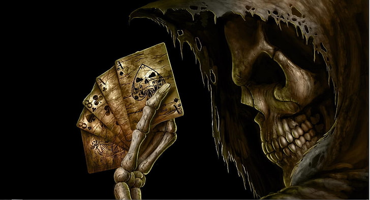 death, Grim Reaper, cards, skull, fantasy art, playing cards, HD wallpaper