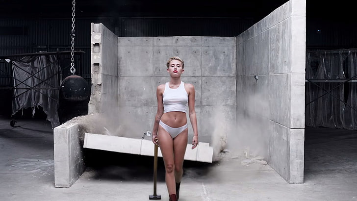 Miley Cyrus, celebrity, singer, women, short hair, music video, legs, bare midriff, HD wallpaper