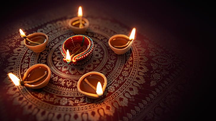 Religiöst, Diwali, ljus, HD tapet