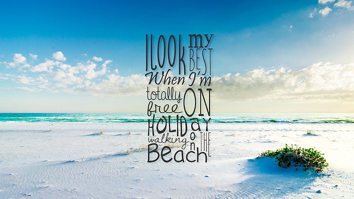 cytat, wakacje, plaża, typografia, Tapety HD