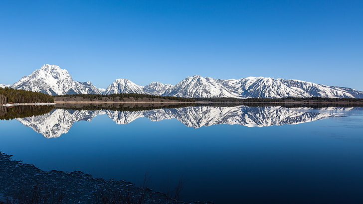 Alpes montaña, lago, montañas, paisaje, reflejo, Fondo de pantalla HD