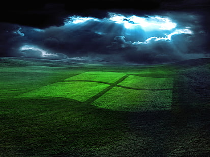 Windows XP Background, green Microsoft logo, Computers, Windows XP, HD wallpaper HD wallpaper
