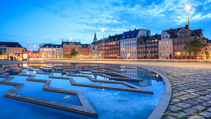Place Bertel Thorvaldsens, Copenhague, Danemark, Europe, Fond d'écran HD