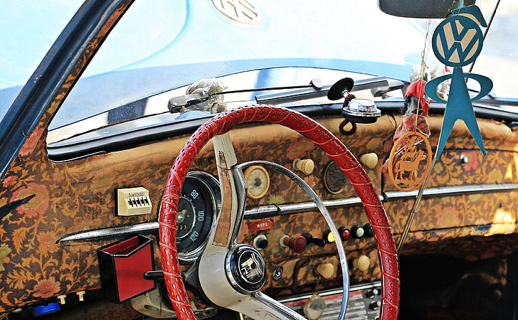 auto, automotive, beetle, classic, close up, dare, detail, details, german, germany, herbie, hippie, hippie car, interior, memory, nostalgia, nostalgic, old, old time, oldtimer, past, retro, vehicle, volkswagen, volkswa, HD wallpaper
