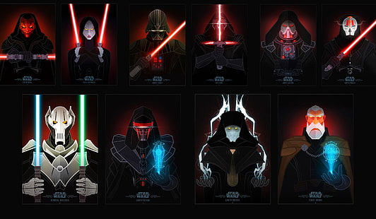 Star Wars, Asajj Ventress, เครา, กระบี่แสงสีฟ้า, Count Dooku, Darth Malgus, Darth Maul, Darth Nihilus, Darth Revan, Darth Sidious, Darth Vader, General Grievous, Glove, Glowing Eyes, Green Lightsaber, Helmet, Hood, Kylo Ren, Lightsaber, Man, Mask, Red Lightsaber, Sith (Star Wars), Woman, วอลล์เปเปอร์ HD HD wallpaper
