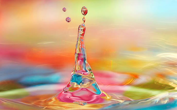 Water droplets of the moment, bright colorful, Water, Droplets, Moment, Bright, Colorful, HD wallpaper