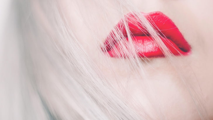 pirang, bibir merah, bibir, kecantikan, pirang, rambut, wanita, gadis, Wallpaper HD