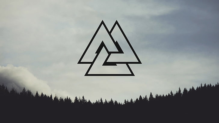 Nordic, valknut, forest, nordic landscapes, pine trees, HD wallpaper