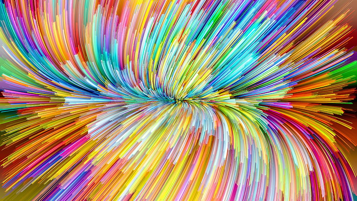 linha, arte fractal, colorido, cores, multicolorido, cores do arco-íris, arco-íris colorido, arte abstrata, abstração, HD papel de parede