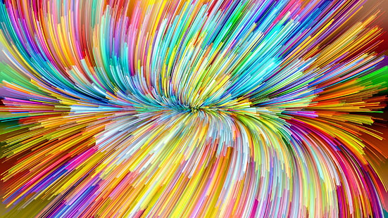 linea, arte frattale, colorato, colori, multiocolor, colori arcobaleno, arcobaleno colorato, arte astratta, astrazione, Sfondo HD HD wallpaper