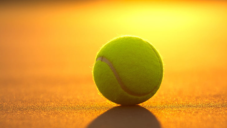 zielona piłka tenisowa, makro, piłki tenisowe, Tapety HD