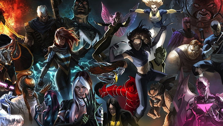 X-Men, Magneto, Juggernaut, Ororo Monroe, Kablo, Rogue, X-23, Shatterstar, Mistik, baş melek, Damla, Piskopos, Pixie, Omega Kırmızı, Rogue (X-men), HD masaüstü duvar kağıdı