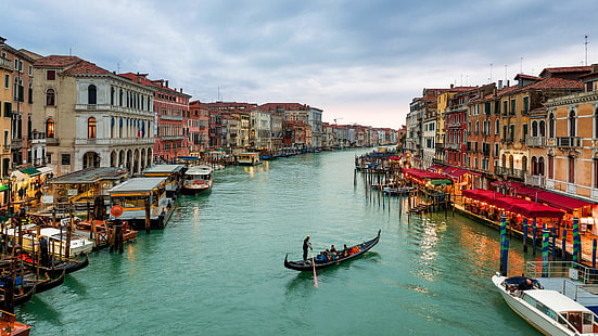 Гранд-канал, Венеция, Венеция, Италия, городской пейзаж, HD обои HD wallpaper