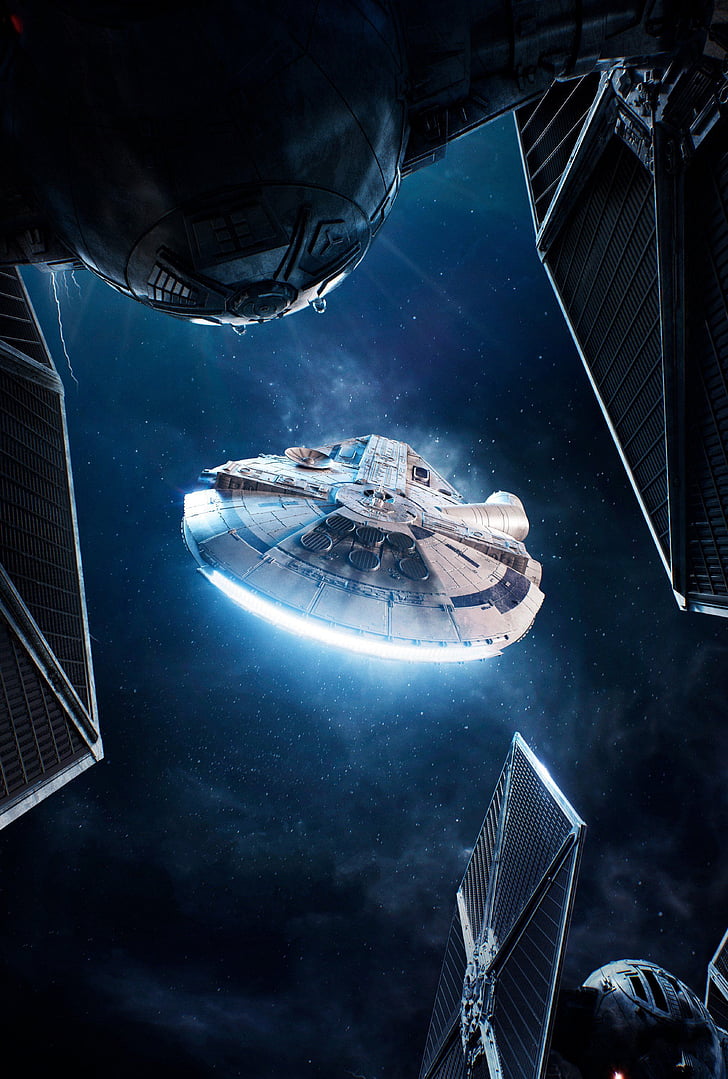Millennium Falcon, Solo: Une histoire de Star Wars, Vaisseau spatial, 4K, Fond d'écran HD, fond d'écran de téléphone