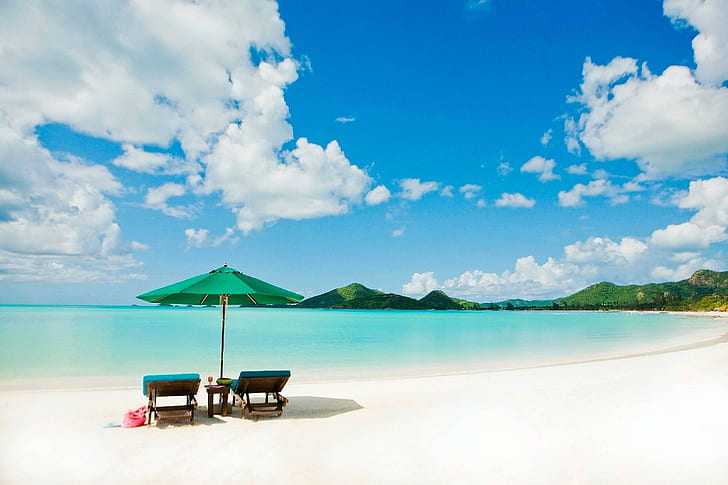 Tropical White Sand Beach, île, exotique, îles, tropical, pacifique, lagon, turquoise, blanc, sud, australien, océan, sable, aqua, bleu, Fond d'écran HD