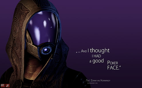 Mass Effect 3 Talizorah цифров тапет, Mass Effect, Mass Effect 2, Mass Effect 3, Tali'Zorah, цитат, лилаво, видео игри, HD тапет HD wallpaper