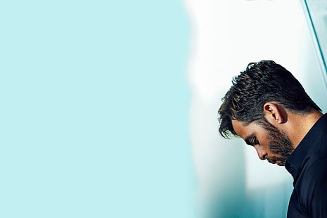 top da uomo con colletto nero, Chris Pine, uomo, viso, attore, profilo, Sfondo HD HD wallpaper