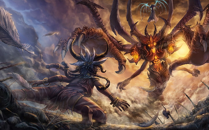 papel de parede digital de monstro, Diablo, Diablo III, arte de fantasia, arte digital, videogame, HD papel de parede