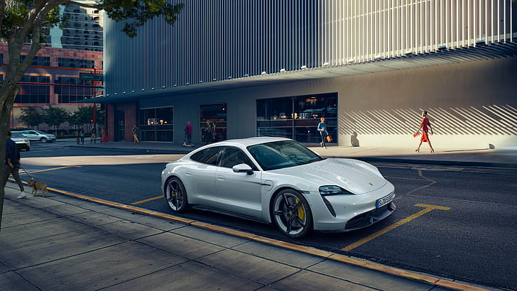 Porsche, Taycan, mobil listrik, Wallpaper HD