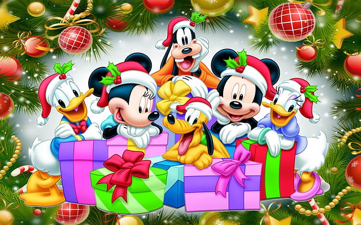 God jul än Mickey och vänner Desktop HD Wallpaper för Pc-surfplatta och mobilnedladdning 1920 × 1200, HD tapet