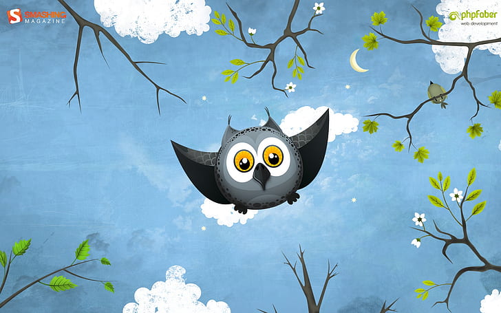May Owl Flight HD, szara i czarna sowa latająca clipart, kreatywna, grafika, twórczość i grafika, sowa, lot, maj, Tapety HD