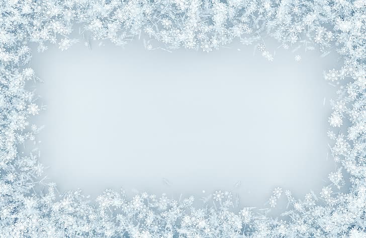 сняг, снежинки, фон, бял, Коледа, зима, рамка, HD тапет