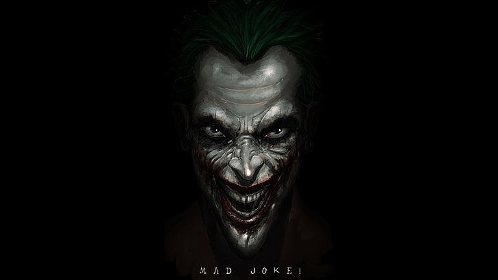 Fond d'écran Mad Joker, Joker, Batman, visage, œuvres d'art, cheveux verts, Fond d'écran HD