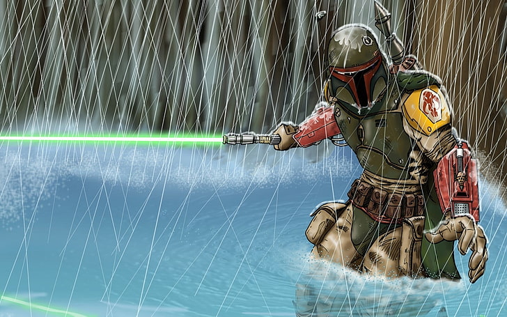 Boba Fett illustration, Star Wars, Boba Fett, bounty hunter, HD wallpaper