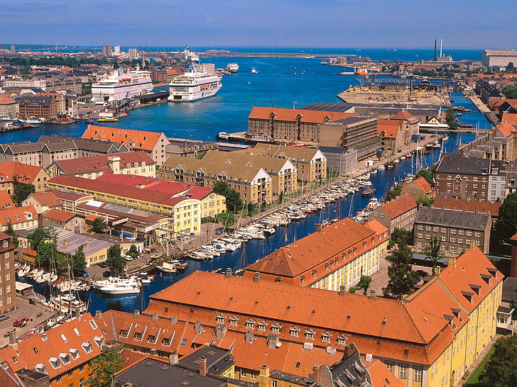 4000x3000、都市、コペンハーゲン、デンマーク、ヨーロッパ、港、 HDデスクトップの壁紙