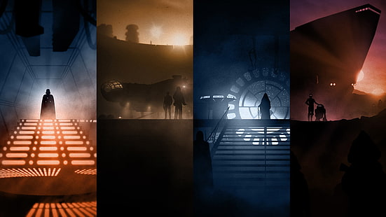 Star Wars Filmplakat Collage, Star Wars, Collage, Science Fiction, Darth Vader, Millennium Falcon, Kaiser Palpatine, R2-D2, HD-Hintergrundbild HD wallpaper