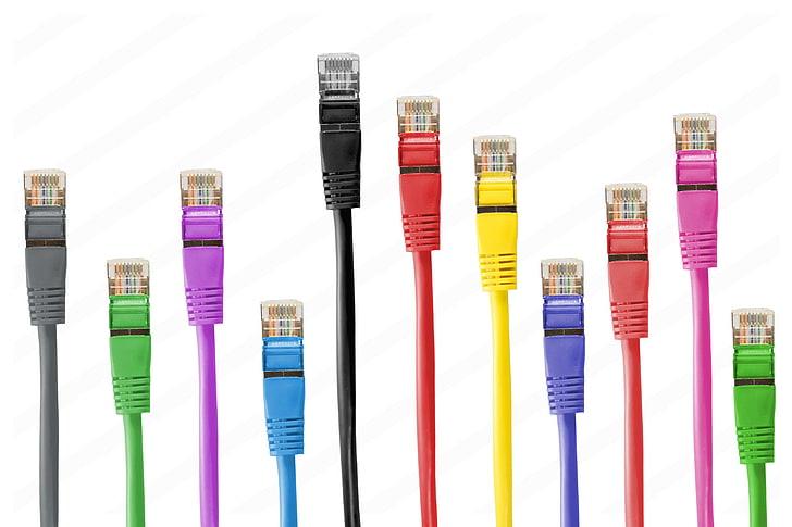 cables, close up, colorful, colourful, ethernet, lan, lan cable, network cables, network connector, patch cables, rj 45, HD wallpaper