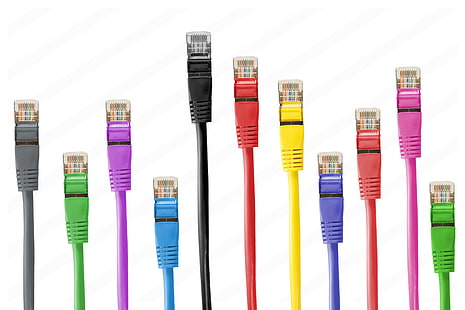 ケーブル、クローズアップ、カラフル、カラフル、イーサネット、LAN、LANケーブル、ネットワークケーブル、ネットワークコネクタ、パッチケーブル、RJ 45、 HDデスクトップの壁紙 HD wallpaper