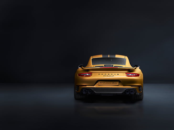gelber Chevrolet Camaro, Porsche 911 Turbo S, Exklusivserie, 2018, HD-Hintergrundbild