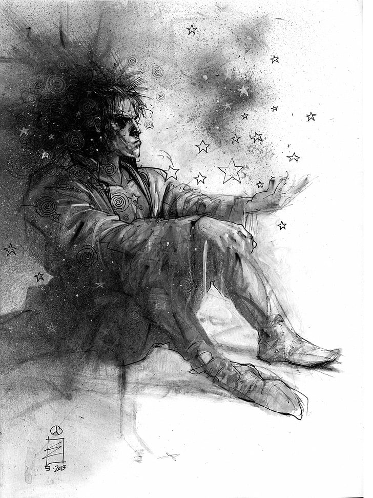man surrounded by stars sketch, Sandman, Neil Gaiman, Morpheus, Dream (character), HD wallpaper