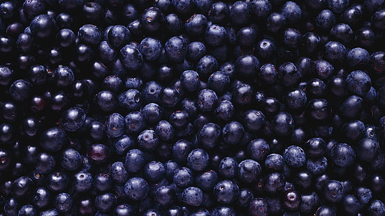 banyak ceri hitam, blueberry, makanan, beri, Wallpaper HD HD wallpaper