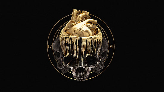 Апаше, череп и кости, золото, Project46, HD обои HD wallpaper