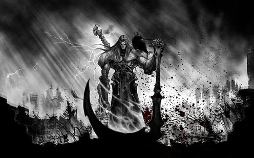 Смърт - Darksiders II, мъжки аниме герой с коса, игри, 1920x1200, смърт, darksiders, darksiders ii, HD тапет HD wallpaper
