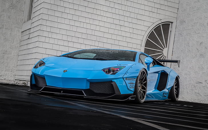 Lamborghini, niebieski, nadwozie, przód, LP700-4, Aventador, supersamochód, wolność, spacer, Tapety HD