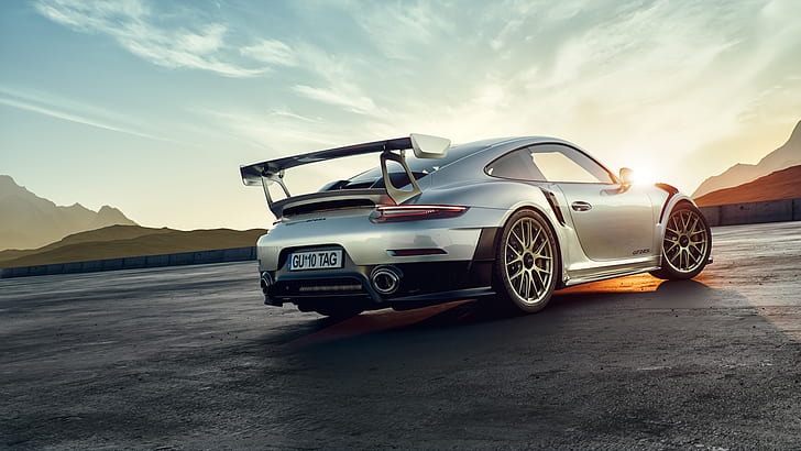 Porsche 911 GT2 RS, srebrne samochody, samochód, Porsche, pojazd, Tapety HD