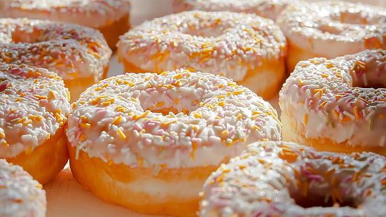 Donuts viel, Donut, Gebäck, Sahne, Pulver, HD-Hintergrundbild HD wallpaper