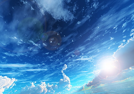nubes blancas, azul, cielo, nubes, Fondo de pantalla HD HD wallpaper