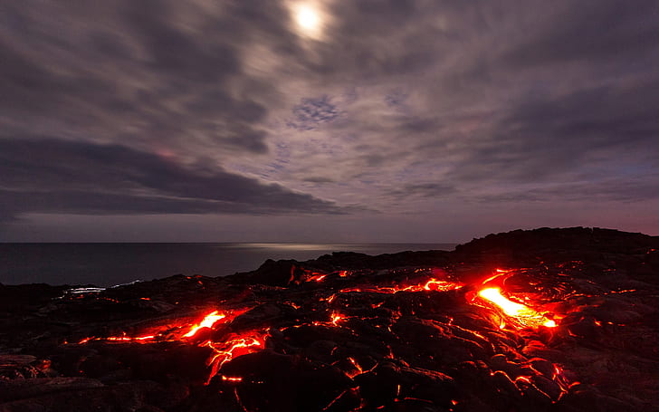 Lava quente, foto de lava derretida, lava, vulcão, HD papel de parede