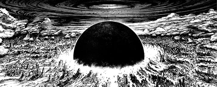 ilustração de onda de choque, manga, monocromático, Akira, HD papel de parede