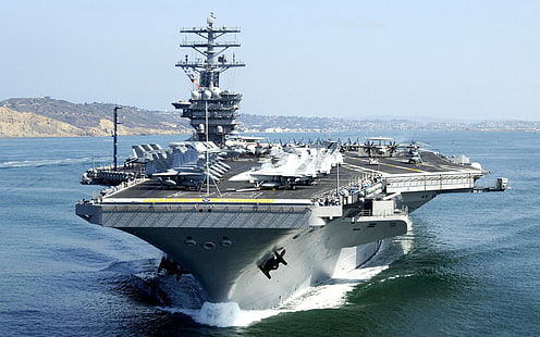 Uss Nimits Cvn-68, aircraft carrier, nimitz, aircraft, navy, american, aircraft carrier, carrier, fighter, boats, HD wallpaper HD wallpaper