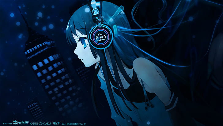Kisuki manis, biru, telepon kepala, cinta, anime, 3d, dan abstrak, Wallpaper HD