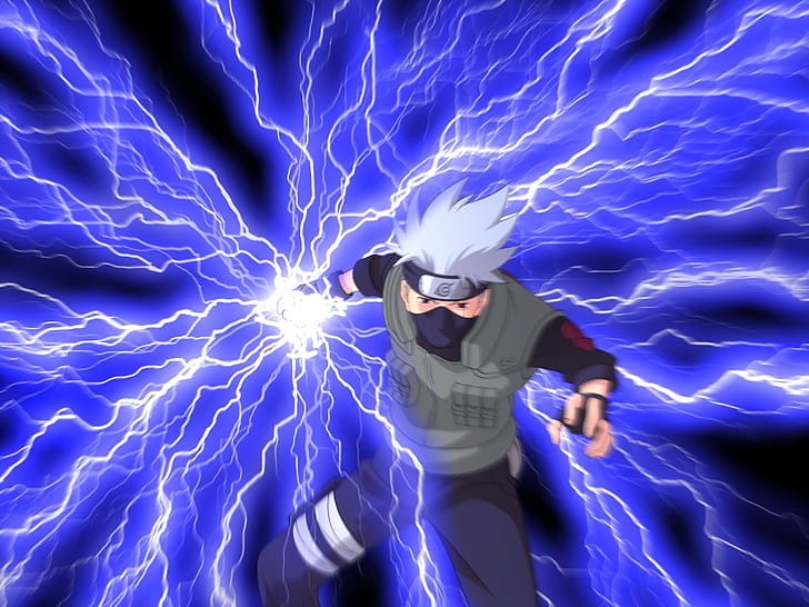 schwarz blau Kakashi Anime Naruto HD Kunst, blau, schwarz, Kakashi, Chidori, HD-Hintergrundbild