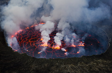 volcano, smoke, lava, HD wallpaper HD wallpaper