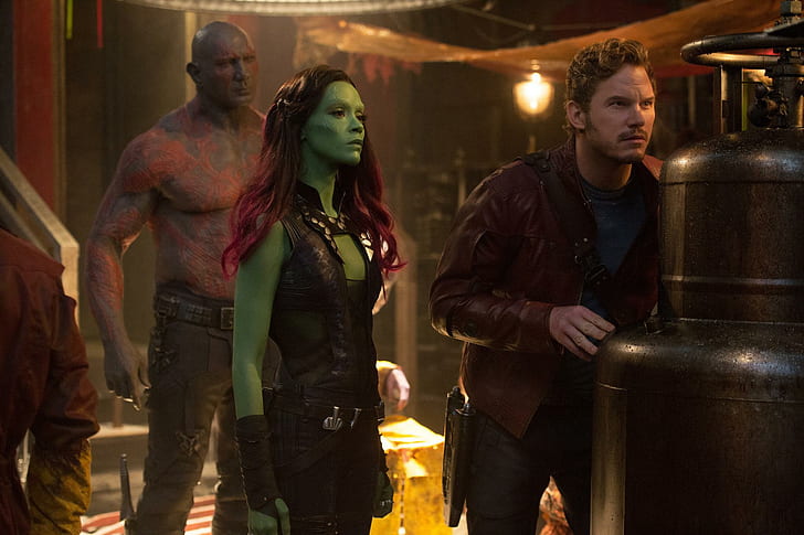 guardians of the galaxy, peter quill, star-lord, gamora, drax the destroyer, draxx, gamora and starlord guardians of the galaxy character, guardians of the galaxy, peter quill, star-lord, gamora, drax the destroyer, HD wallpaper