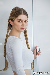 Nadya Nabakova, model, women, Vixen.com, face, braids, HD wallpaper HD wallpaper